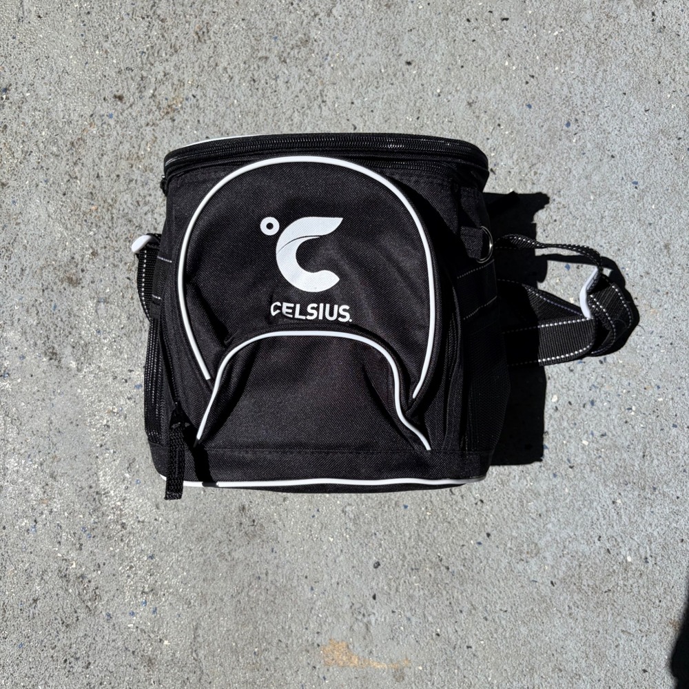 Celsius Insulated Cooler Bag Black Canvas Thermal Lunch Gym Bag Adjustable Strap